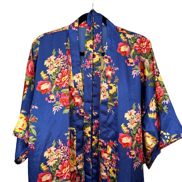 Kimono Robe Womens XL Swim Cover Up W/Belt Vibrant Bold Colorful Pajama Nighty - Picture 3 of 5